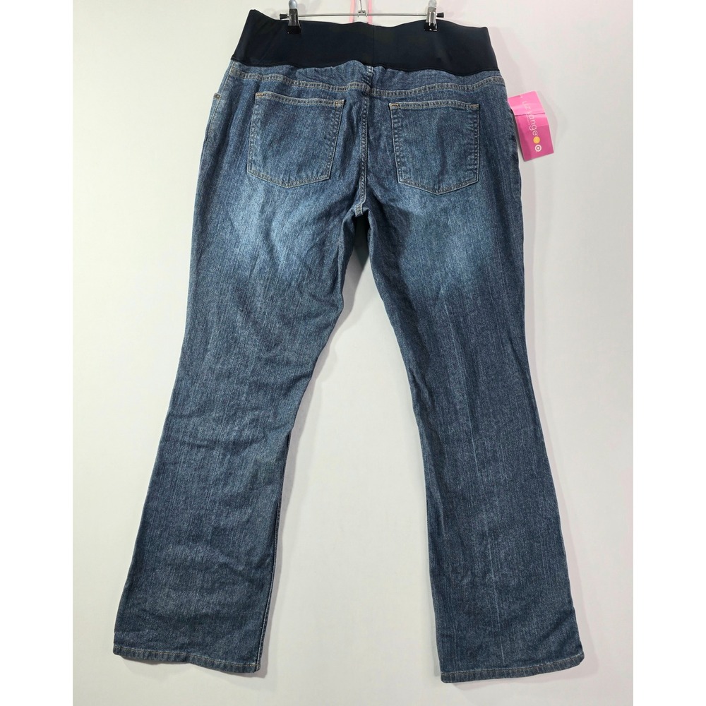 Liz Lange Target Maternity Jeans Blue Straight Leg Belly Panel Size 14 NWT - Picture 2 of 15